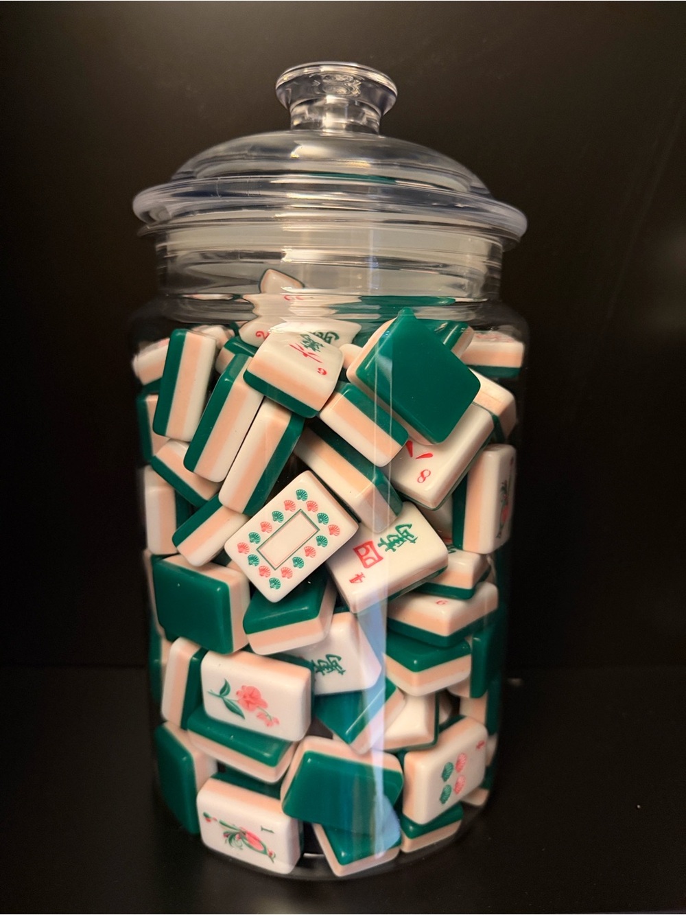 Pink and green XL Mahkong tiles (jar not included)
